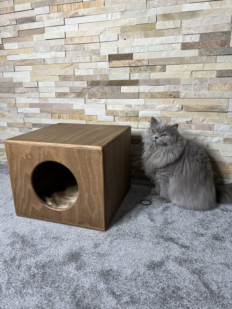 Wooden Cat House (Fur inside)