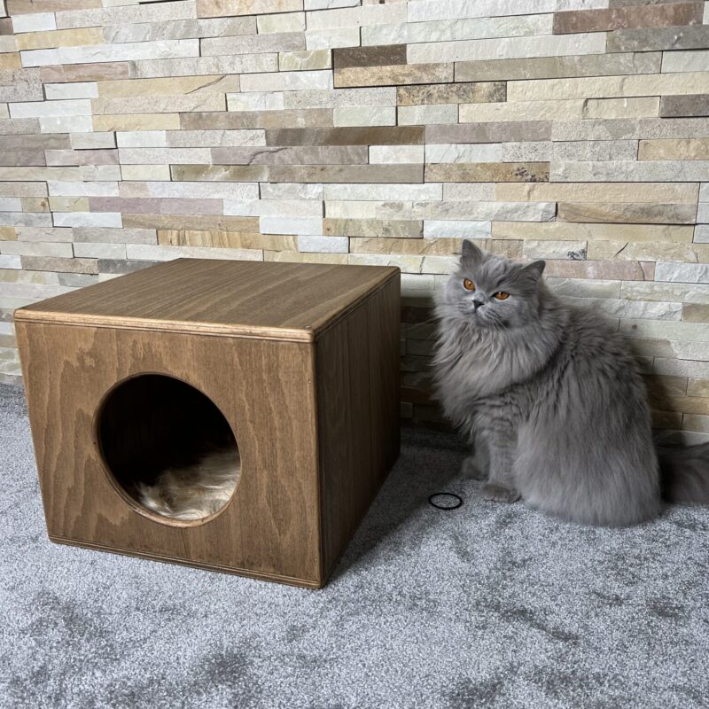 Wooden Cat House (Fur inside)