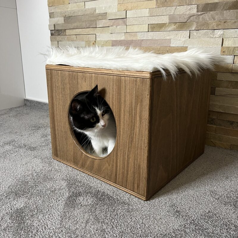 Wooden Cat House (White)